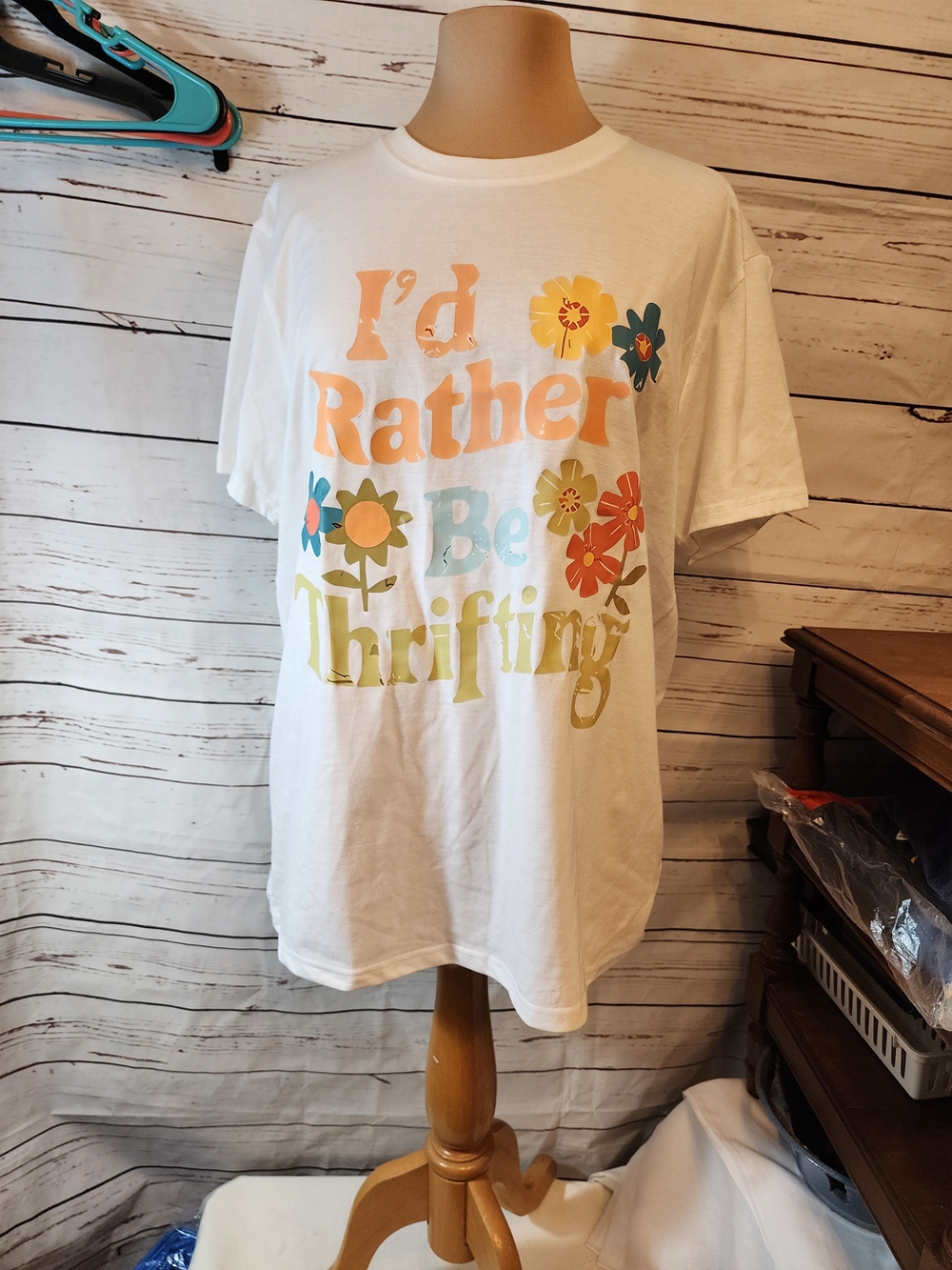 White Graphic Tee - "I'd Rather Be Thrifting"